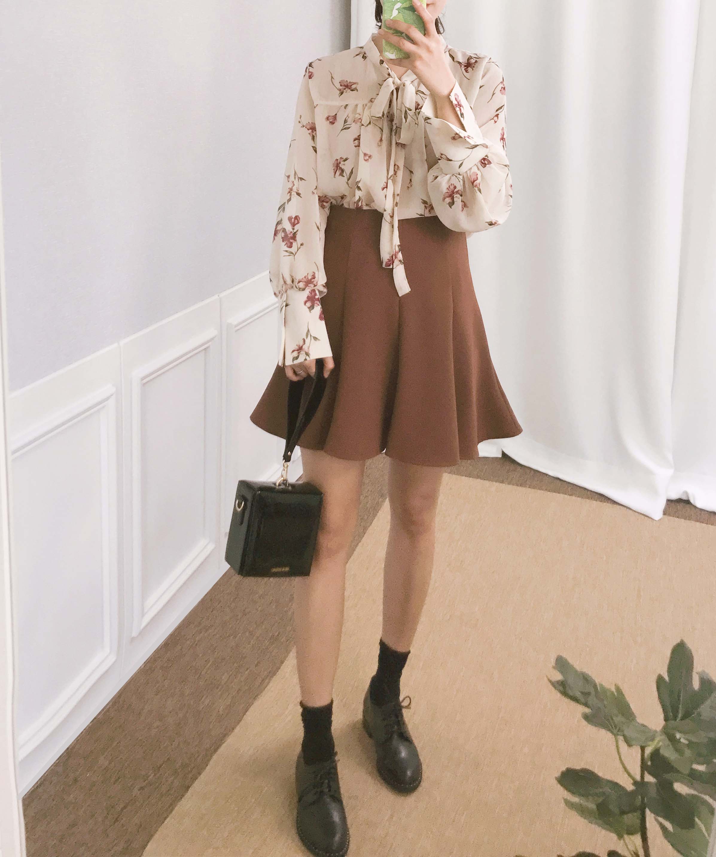 Basic flare mini skirt 3color date look look up gi