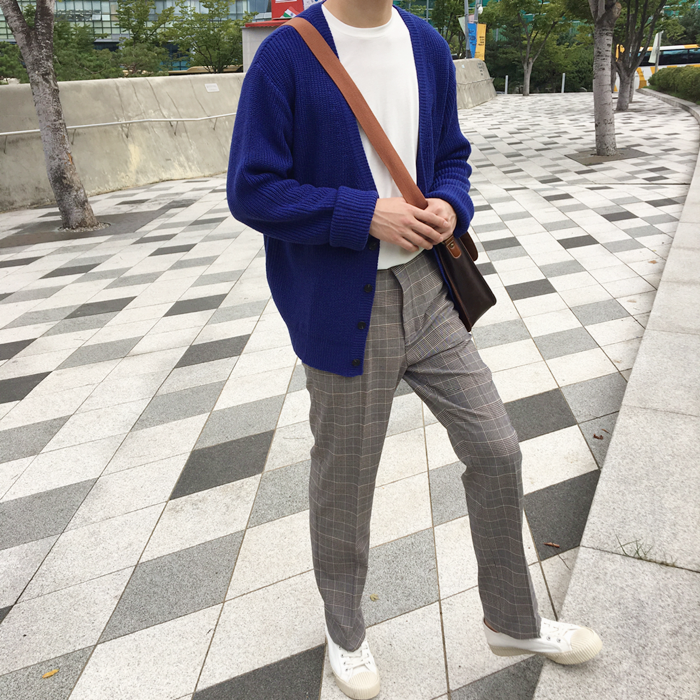 New Men's Pants Glen Check Wide Slacks 2color M