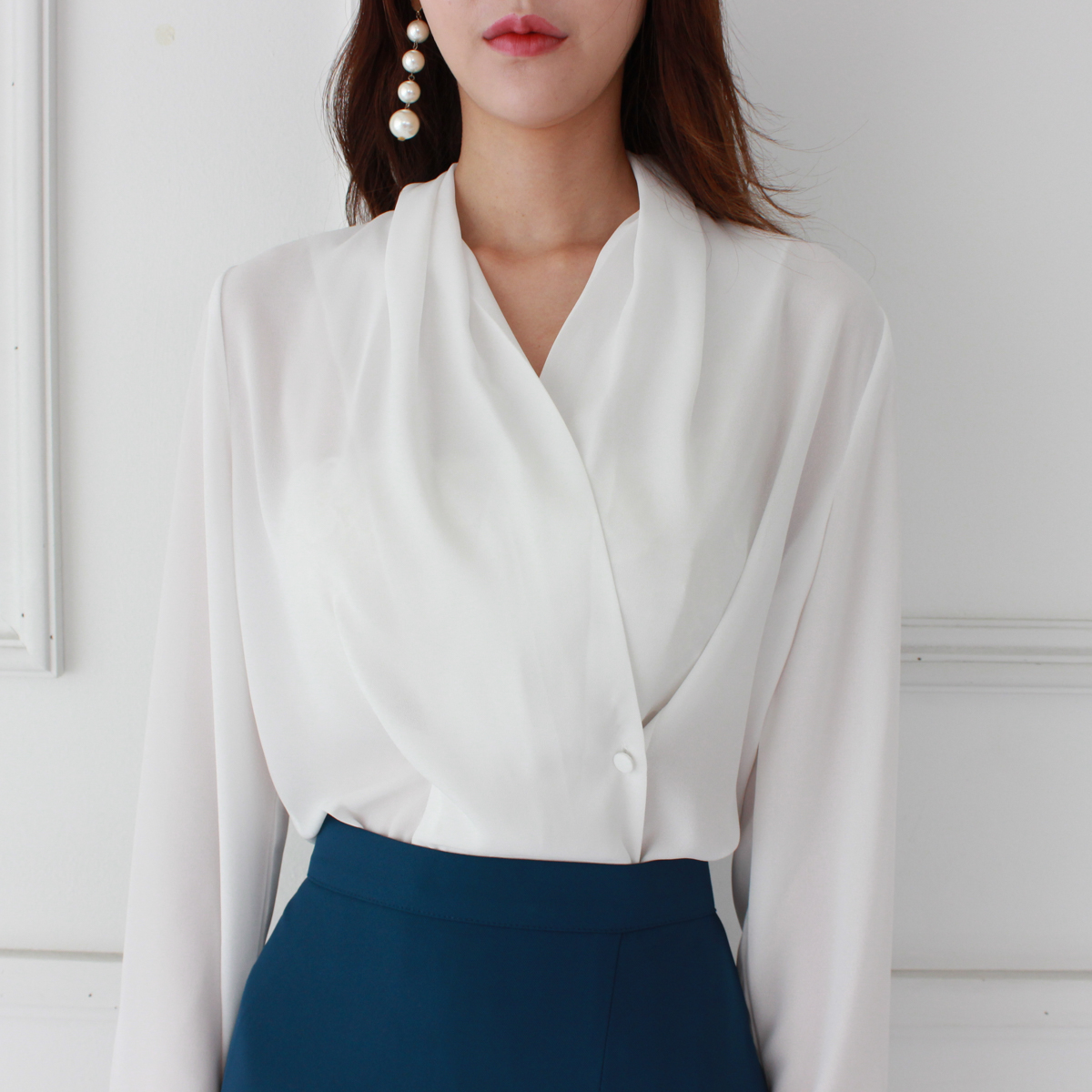 NEW FASHION LADY GIRL Blouse V neck chiffon basic 