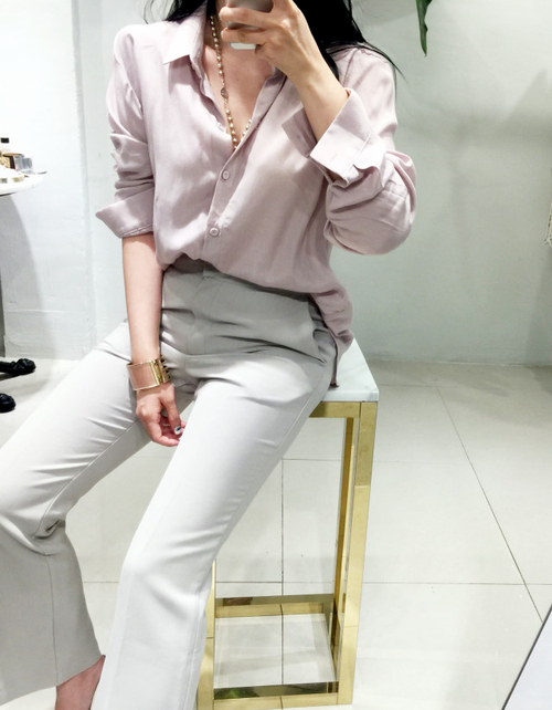 NEW FASHION LADY GIRL Blouse Cheongdam SILKET BLAC