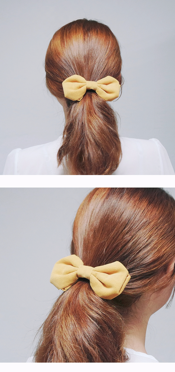 Mustard corduroy ribbon Hair strap Ponytail Yellow