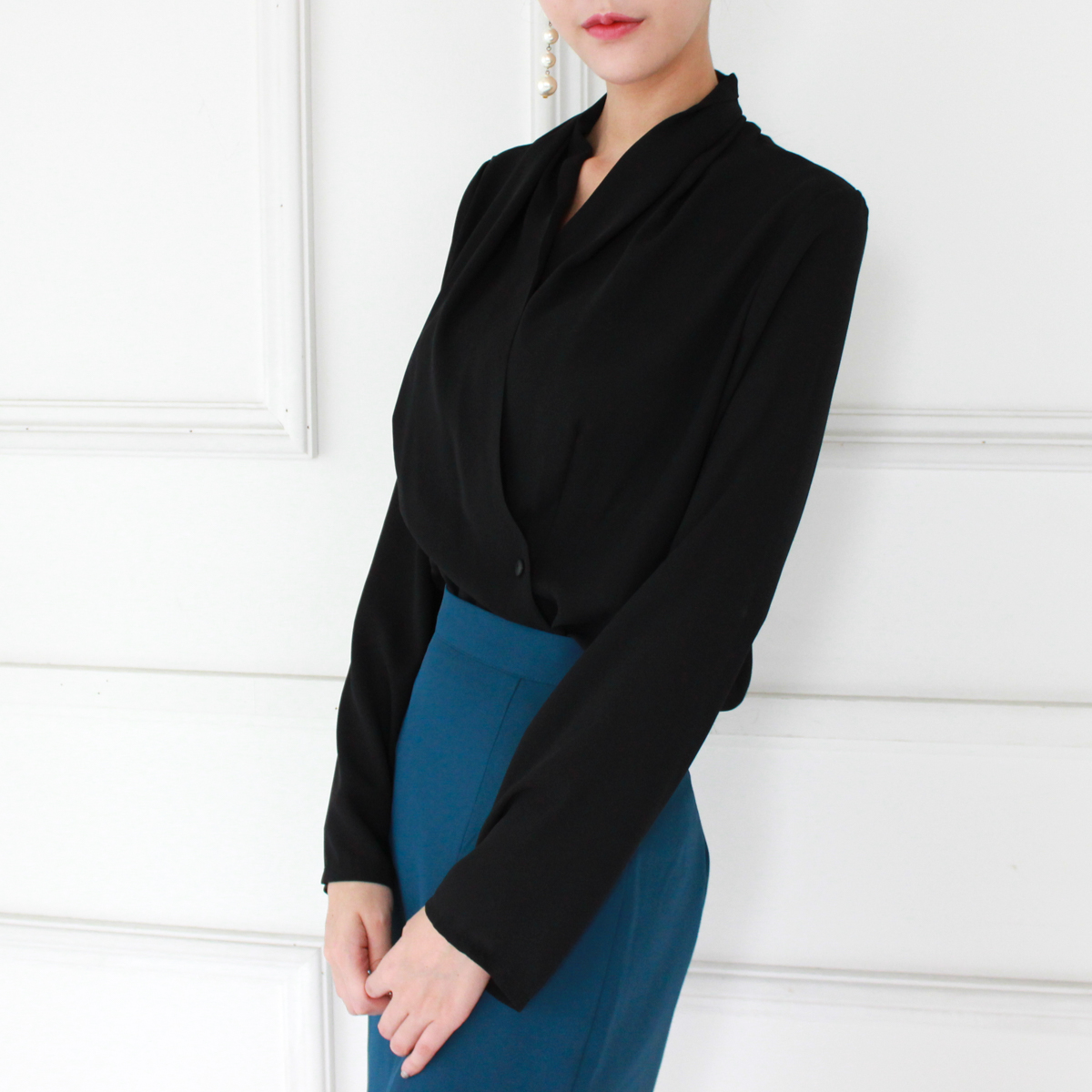 NEW FASHION LADY GIRL Blouse V neck chiffon basic 