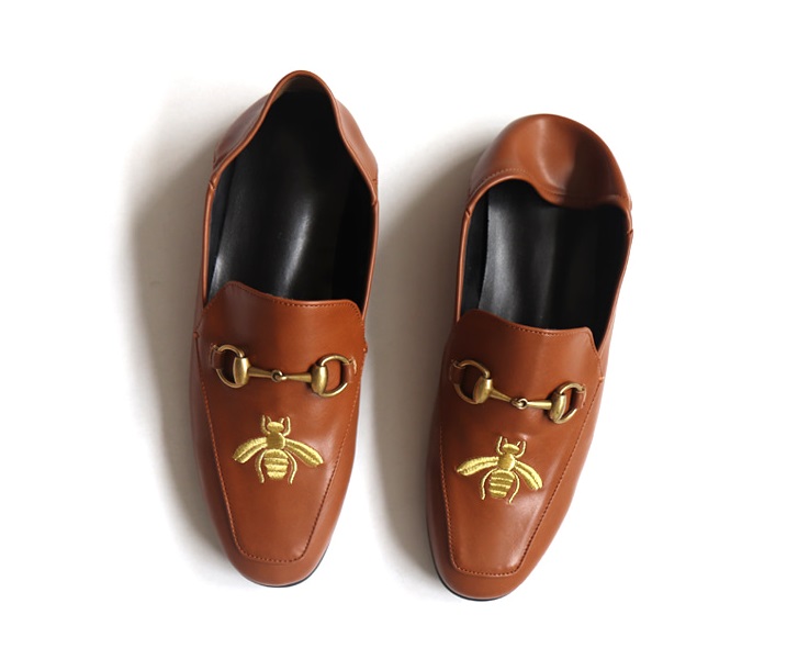 New Blue Anchovy Bee Leather Loafer Women's Sho