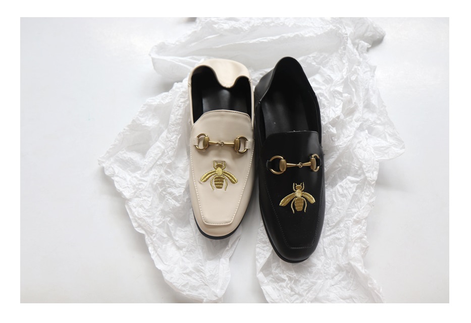 New Blue Anchovy Bee Leather Loafer Women's Sho