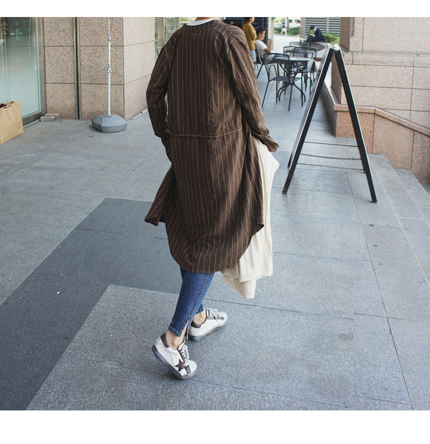 New Fall Robe Striped Shirt Dress Urban Style Wedd