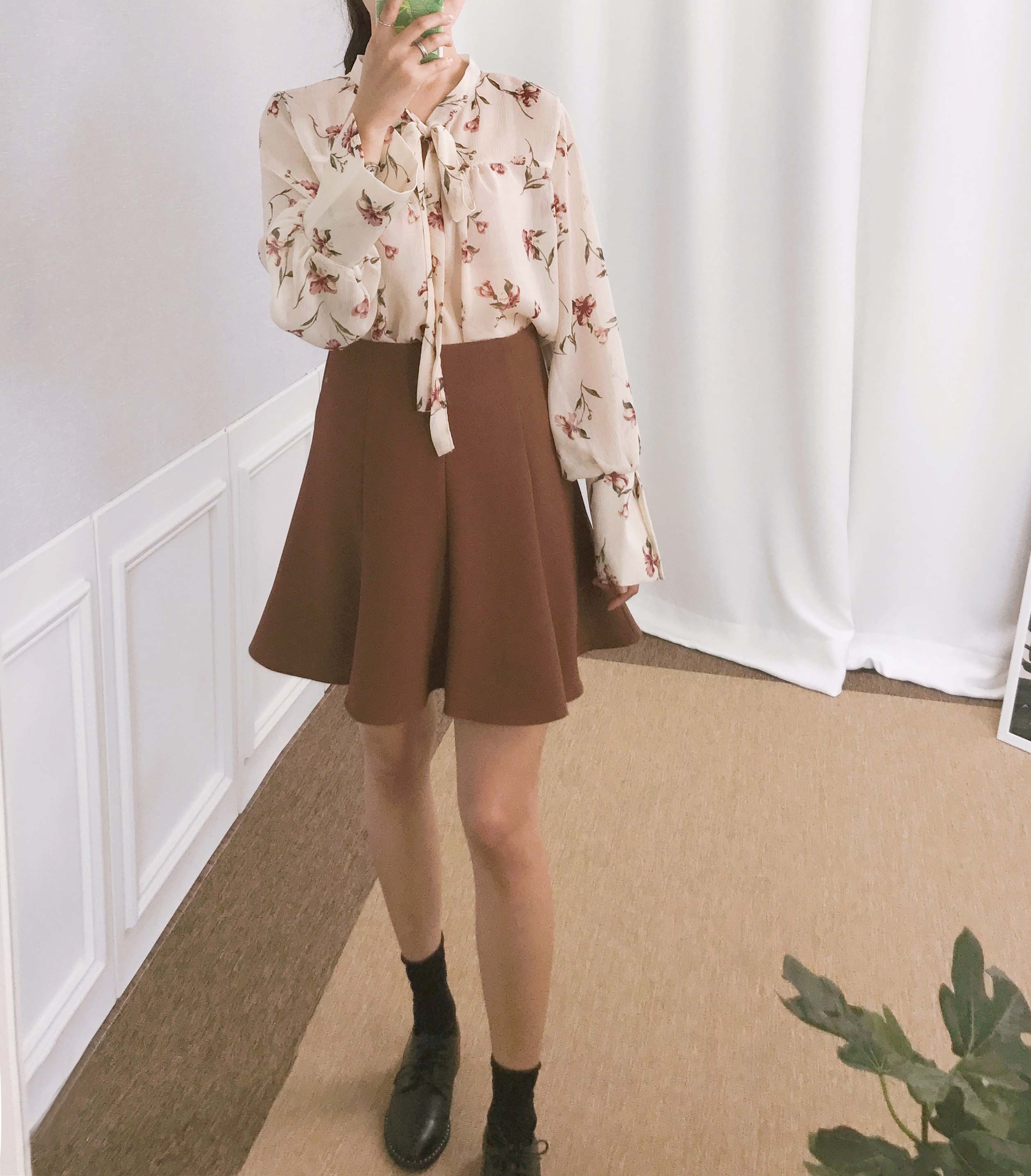 Basic flare mini skirt 3color date look look up gi