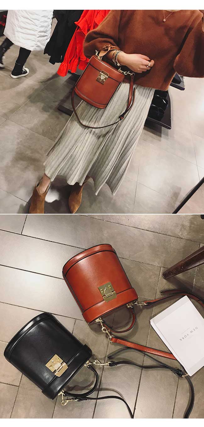 New Chalcedony Mini Buckets Tote Cross Back Brown 