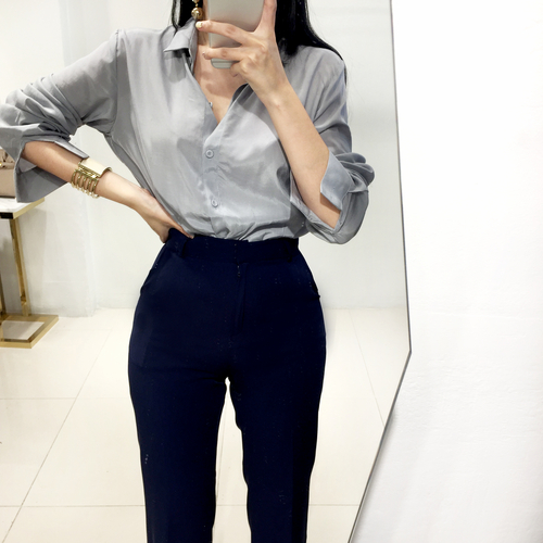 NEW FASHION LADY GIRL Blouse Cheongdam SILKET BLAC