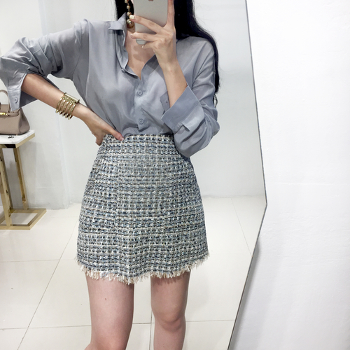 NEW FASHION LADY GIRL Blouse Cheongdam SILKET BLAC