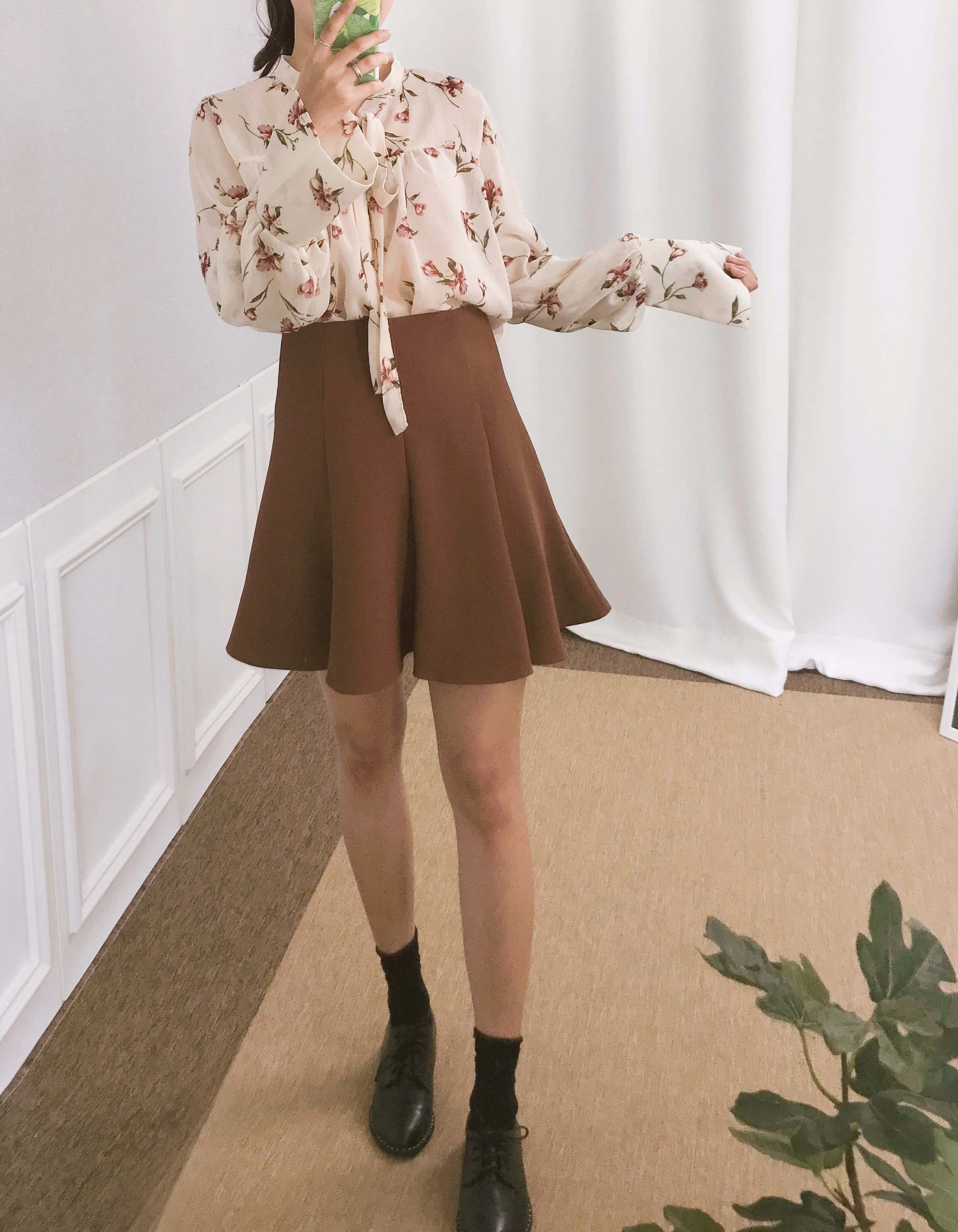 Basic flare mini skirt 3color date look look up gi