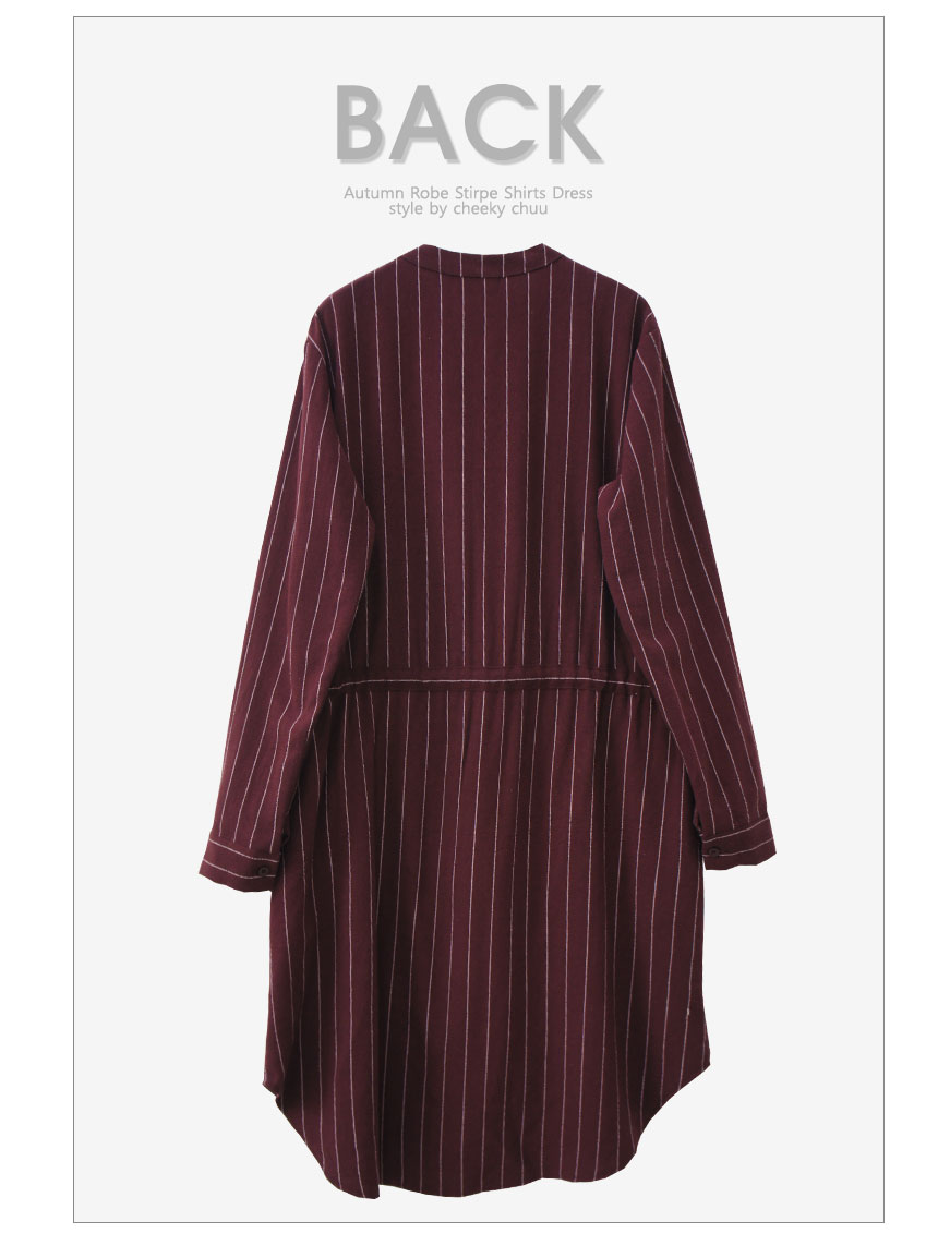New Fall Robe Striped Shirt Dress Urban Style Wedd