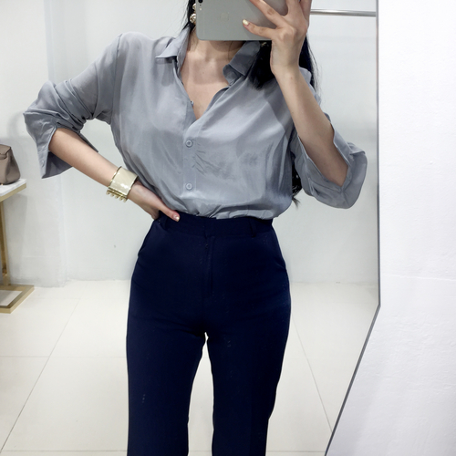 NEW FASHION LADY GIRL Blouse Cheongdam SILKET BLAC