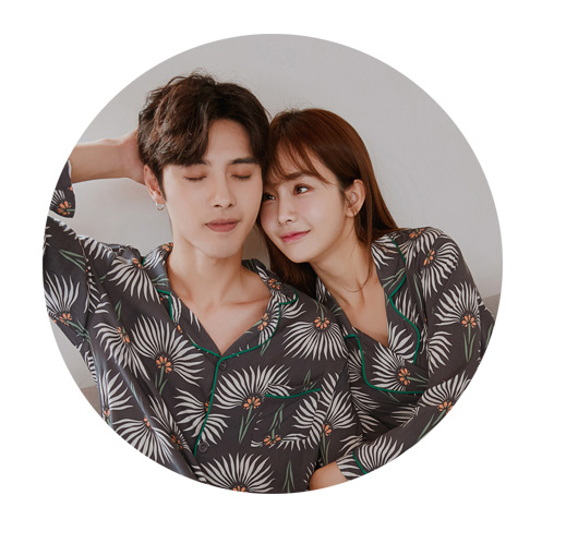 New Flower Fall Couple Pajamas City Miller Look Wo