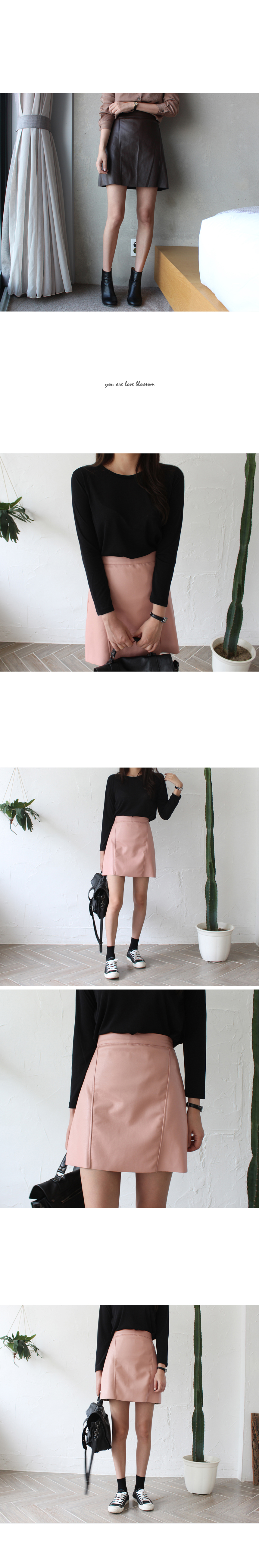 Autumn A Line Leather Mini Skirt Brown Pink Leathe