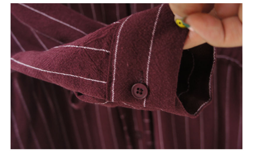 New Fall Robe Striped Shirt Dress Urban Style Wedd