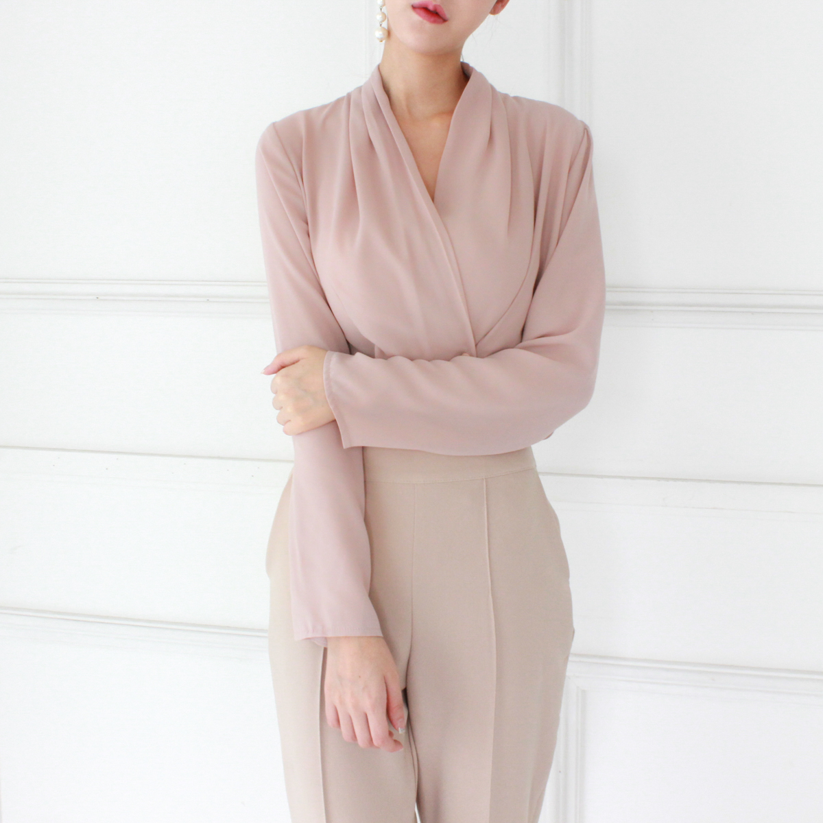 NEW FASHION LADY GIRL Blouse V neck chiffon basic 