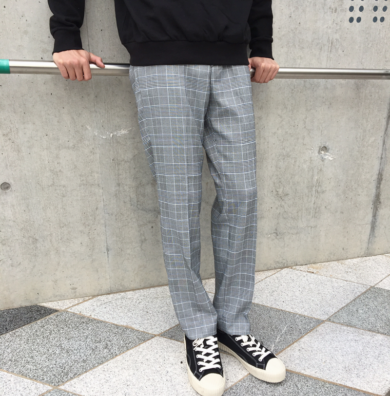 New Men's Pants Glen Check Wide Slacks 2color M