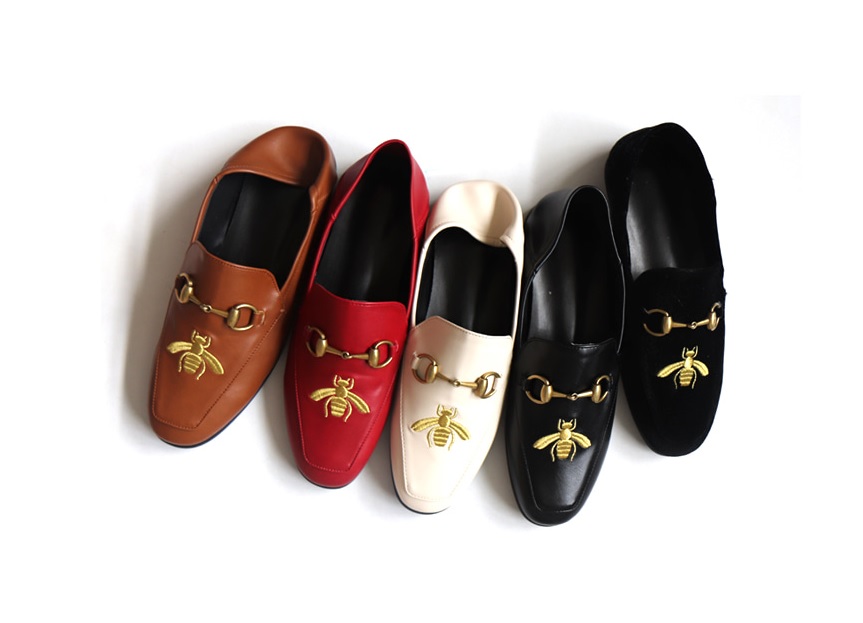 New Blue Anchovy Bee Leather Loafer Women's Sho