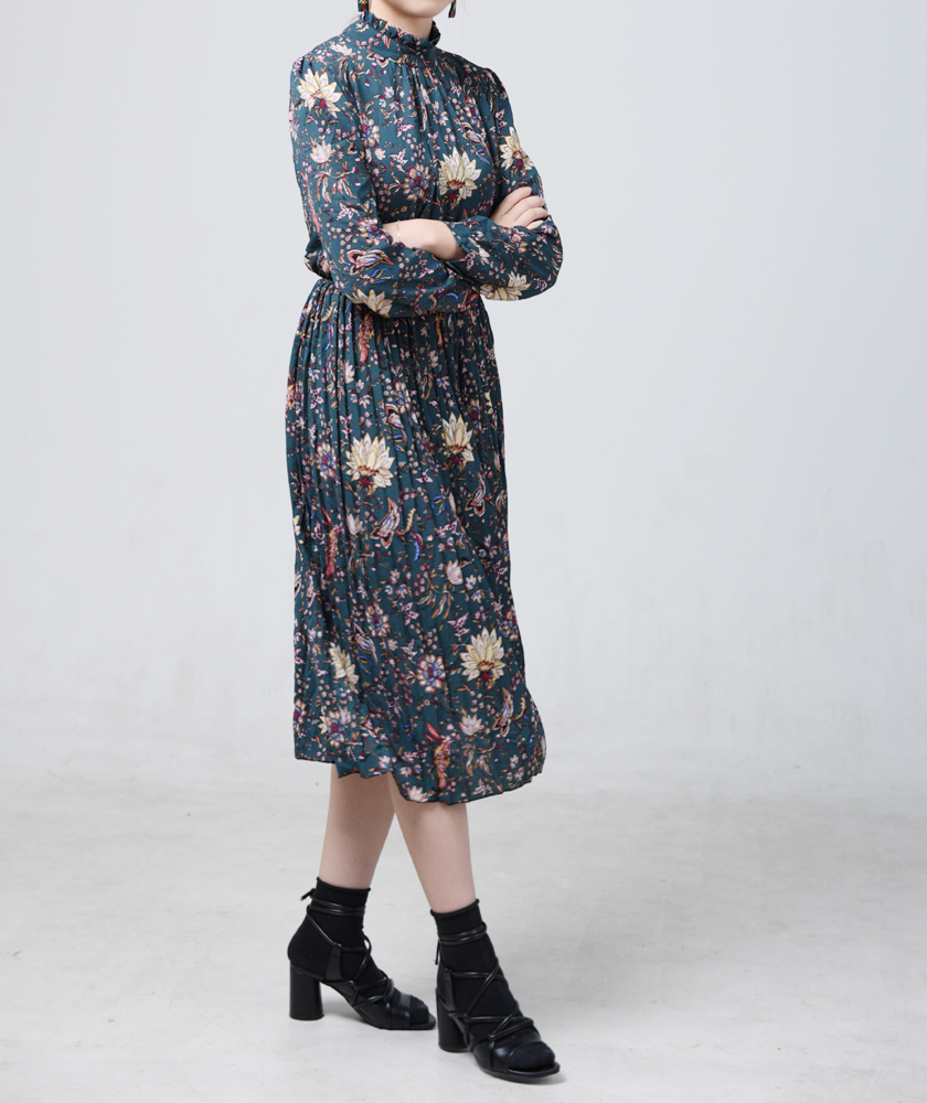 New Women Dress Unique Flower Autumn Long Dress Gr