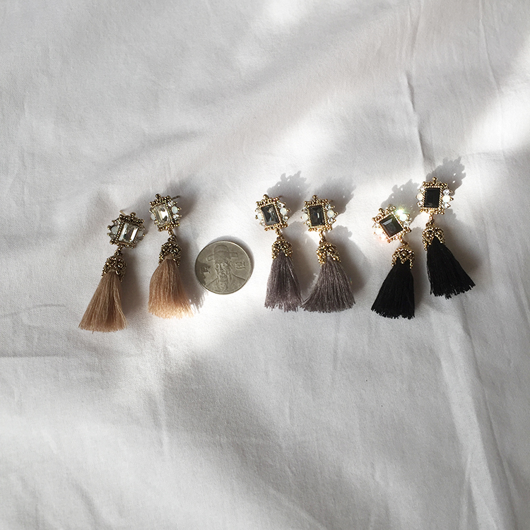 Antique Square Cubic Tessel Earrings Titanium Sedu