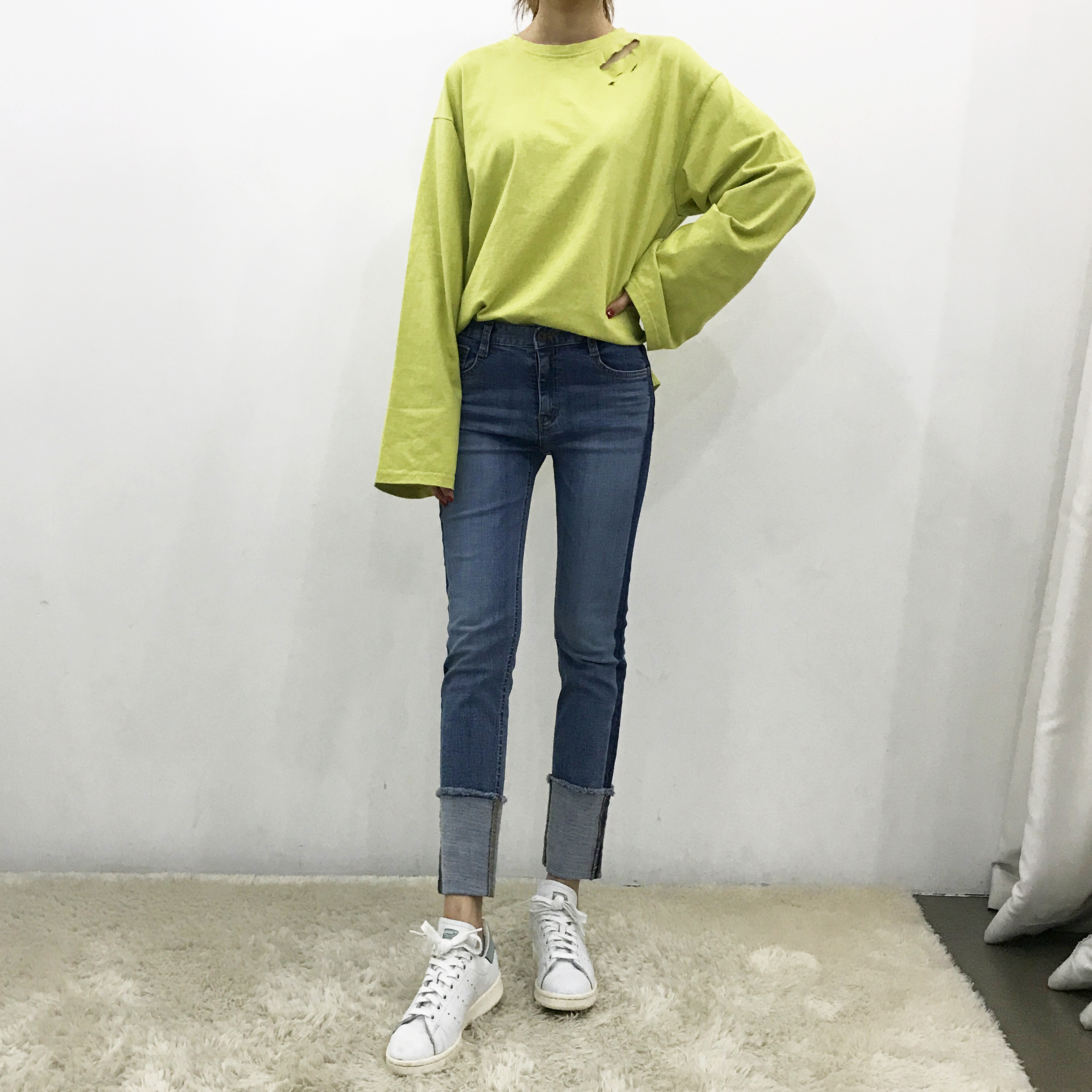 Women Jeans Pants Roll-up color Span Date Denim 20