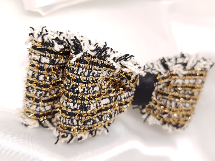 Feminine Hairpin Tweed Hairpin Double Volume Ribbo