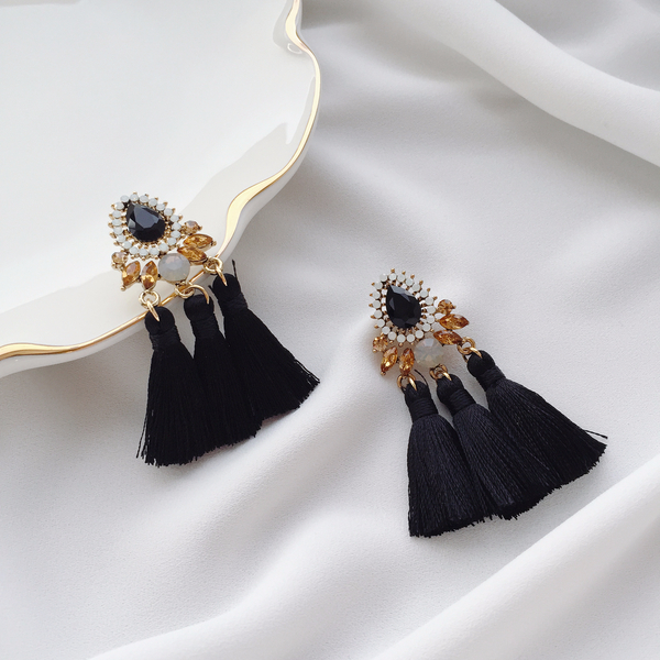 Muse drip antique bold tassel earrings 4color tass