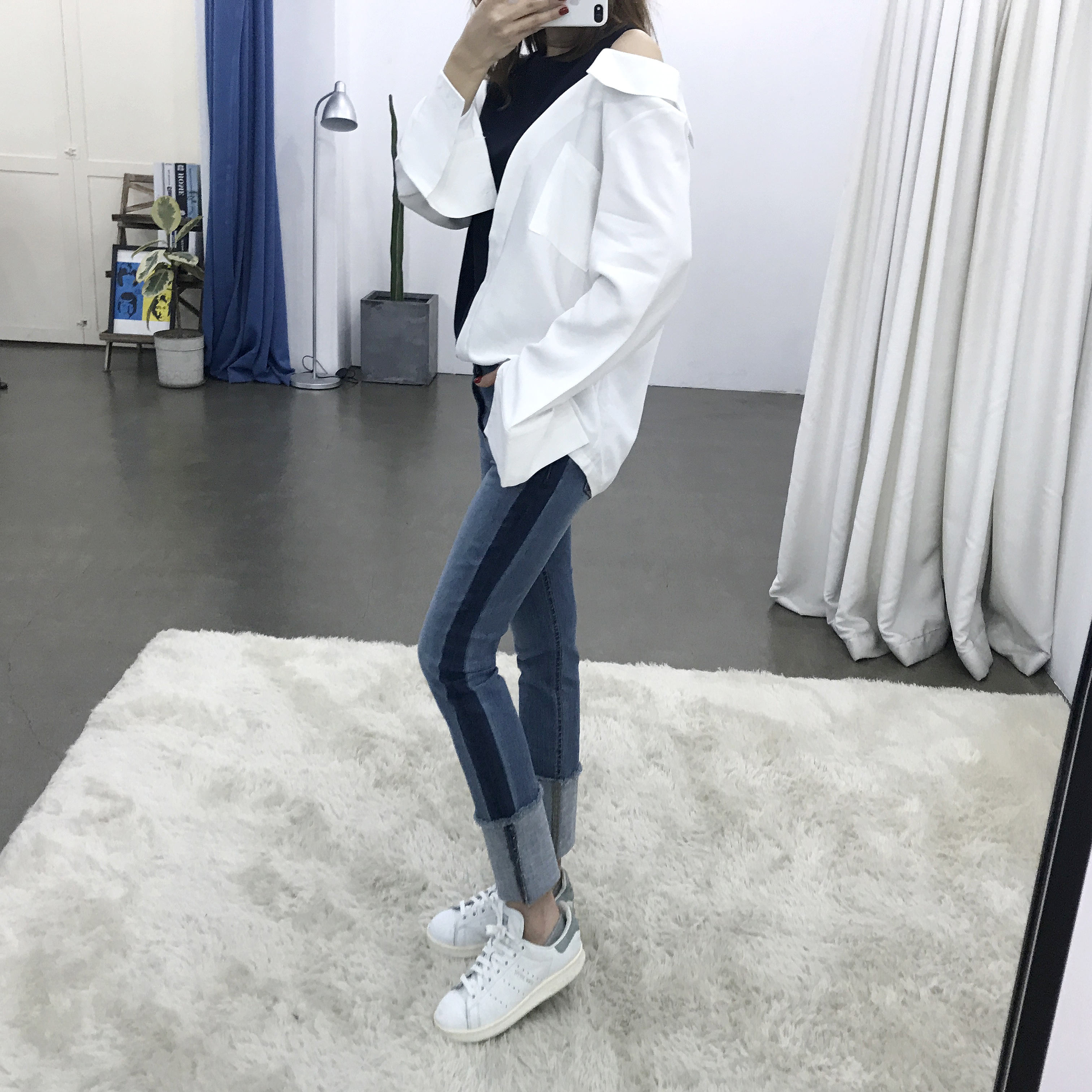 Women Jeans Pants Roll-up color Span Date Denim 20