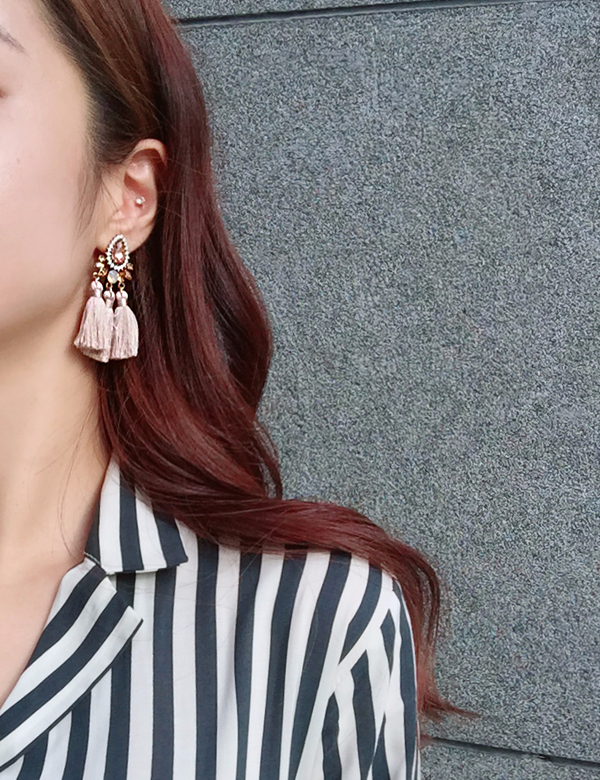 Muse drip antique bold tassel earrings 4color tass