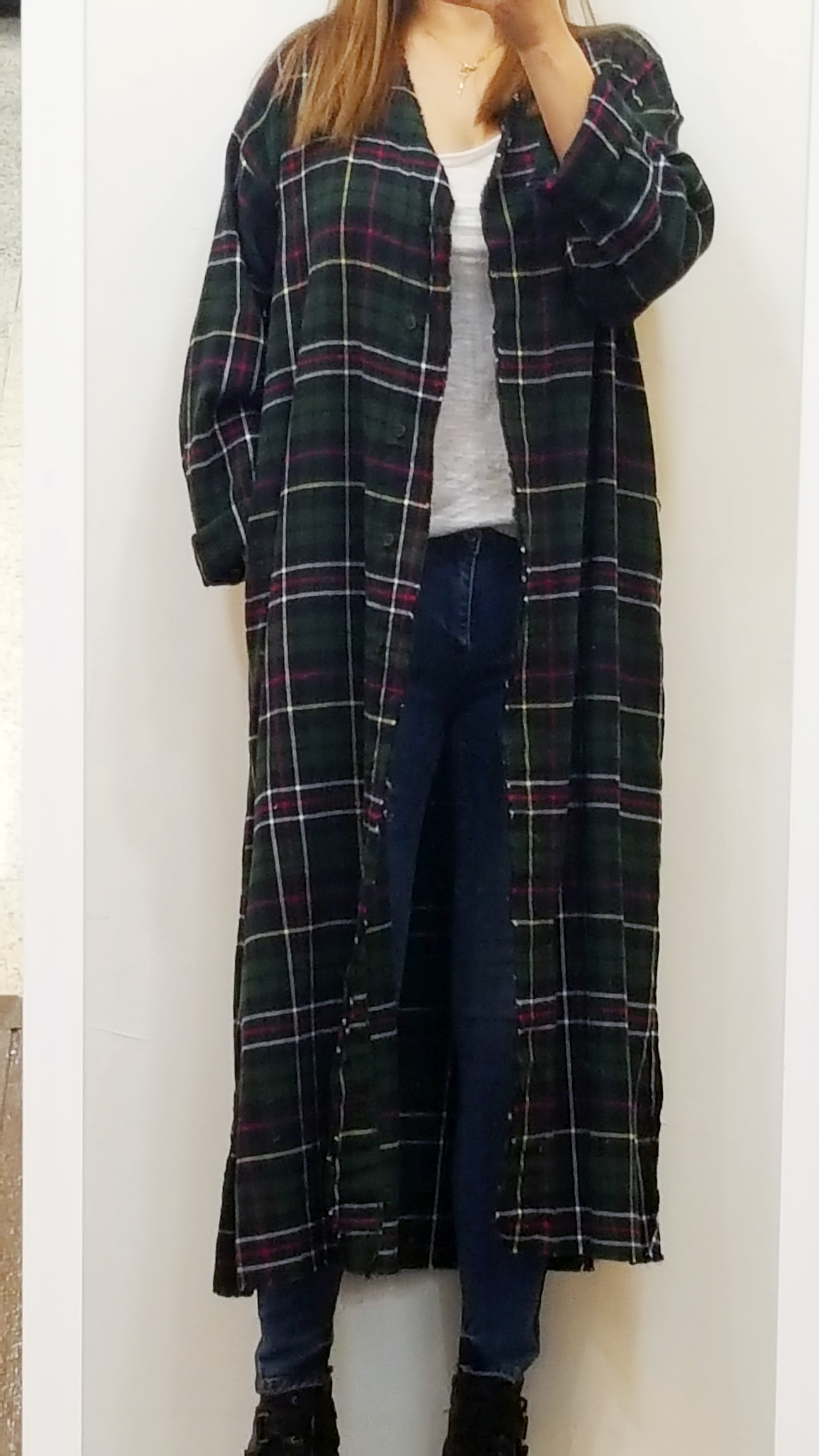 Women Blouses Arate check robe long cardigan South
