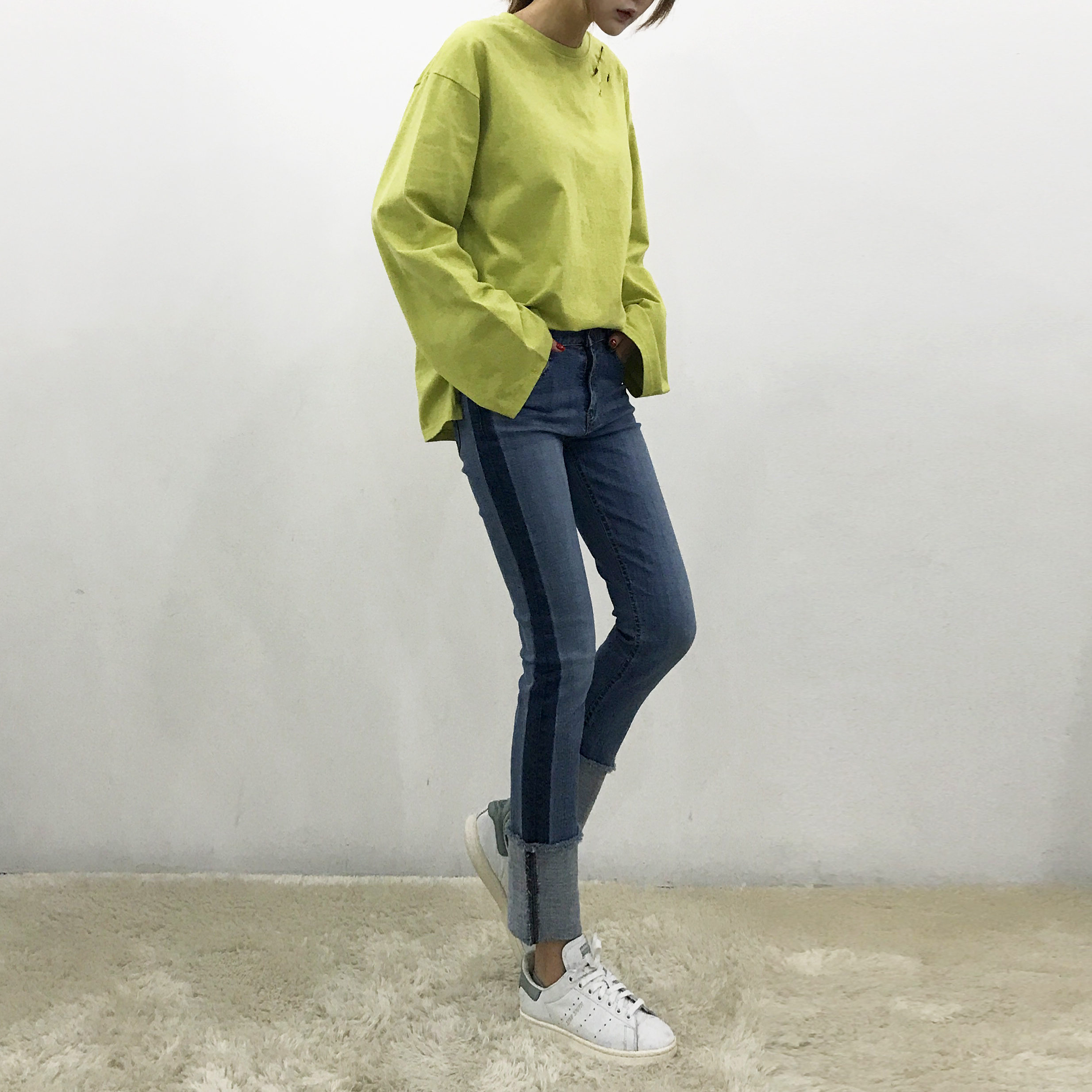 Women Jeans Pants Roll-up color Span Date Denim 20