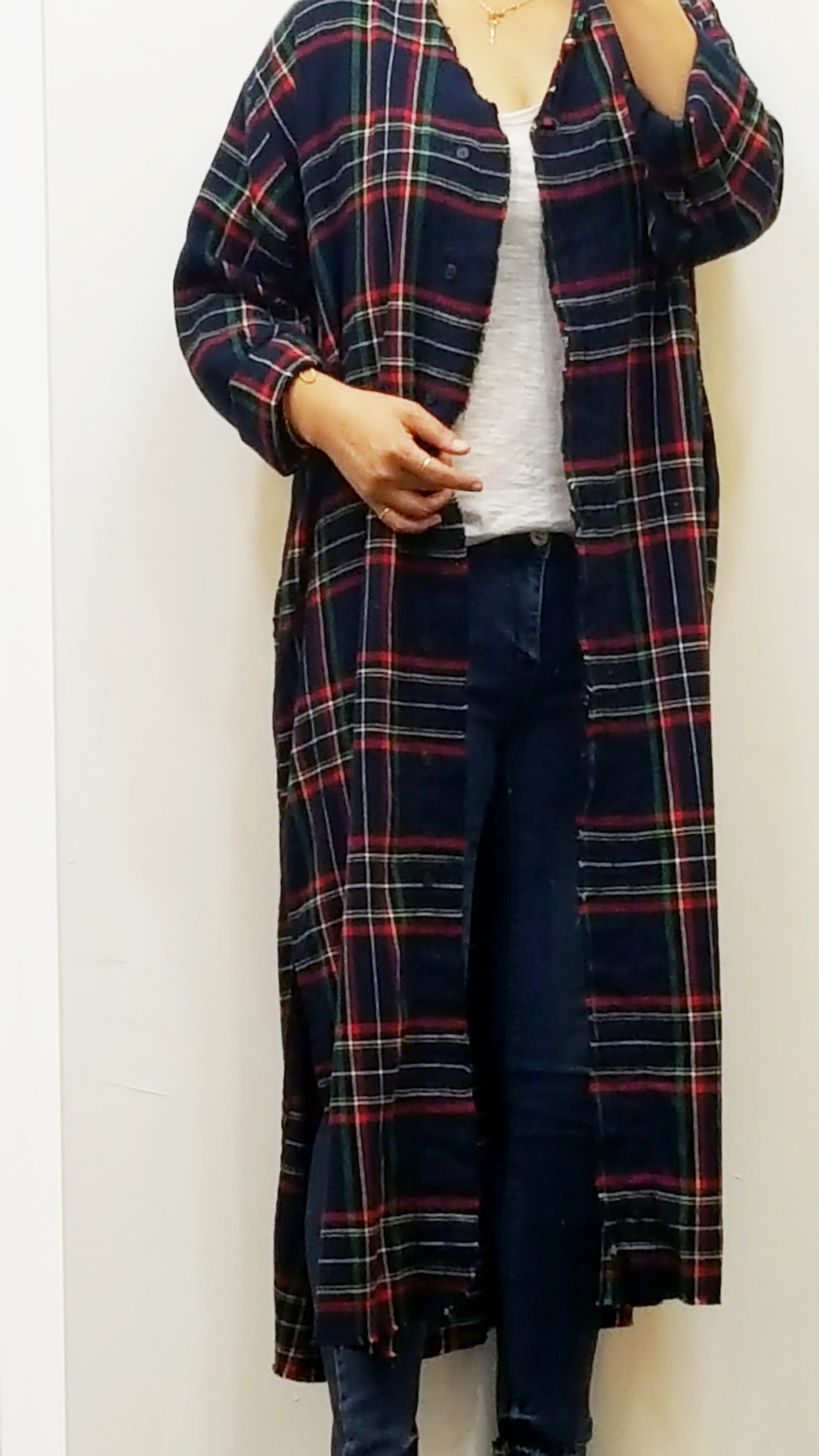 Women Blouses Arate check robe long cardigan South