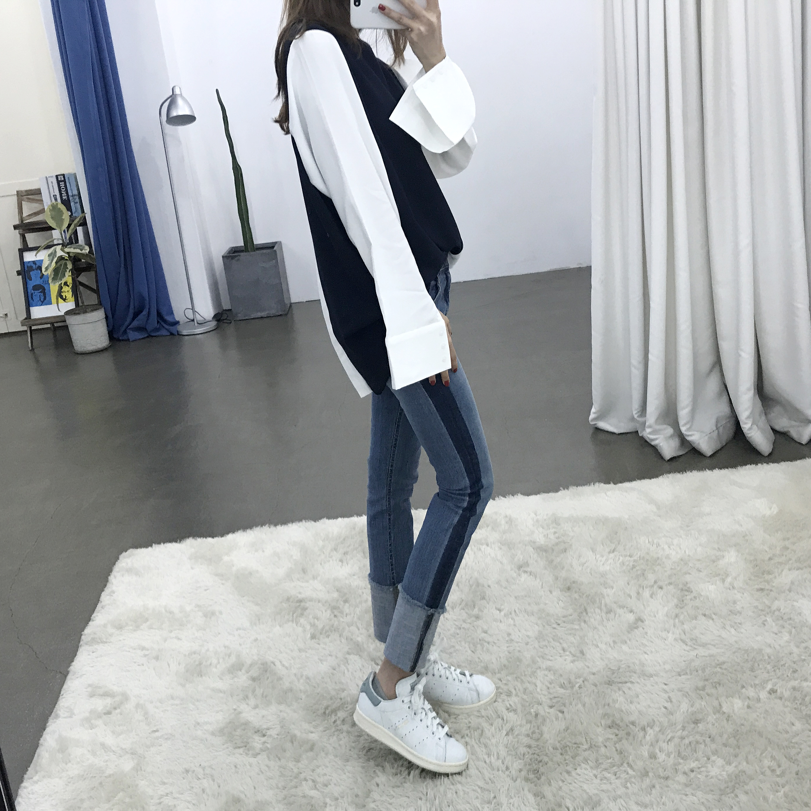 Women Jeans Pants Roll-up color Span Date Denim 20