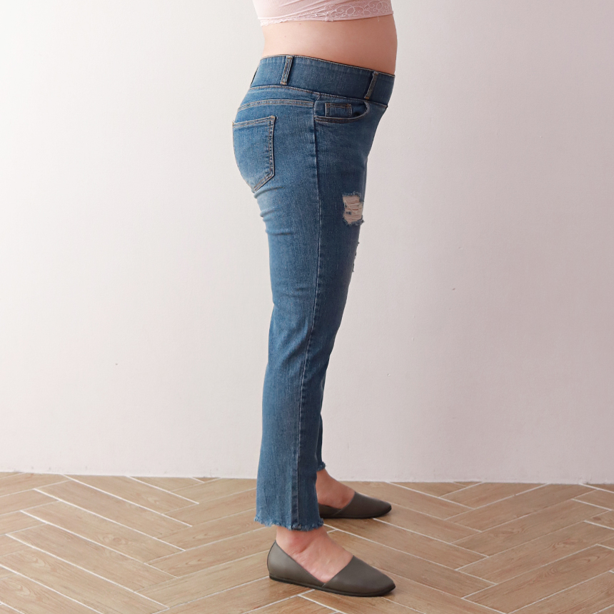Women Jeans Pants 7CM BABY BANDING Fall Relief Sem