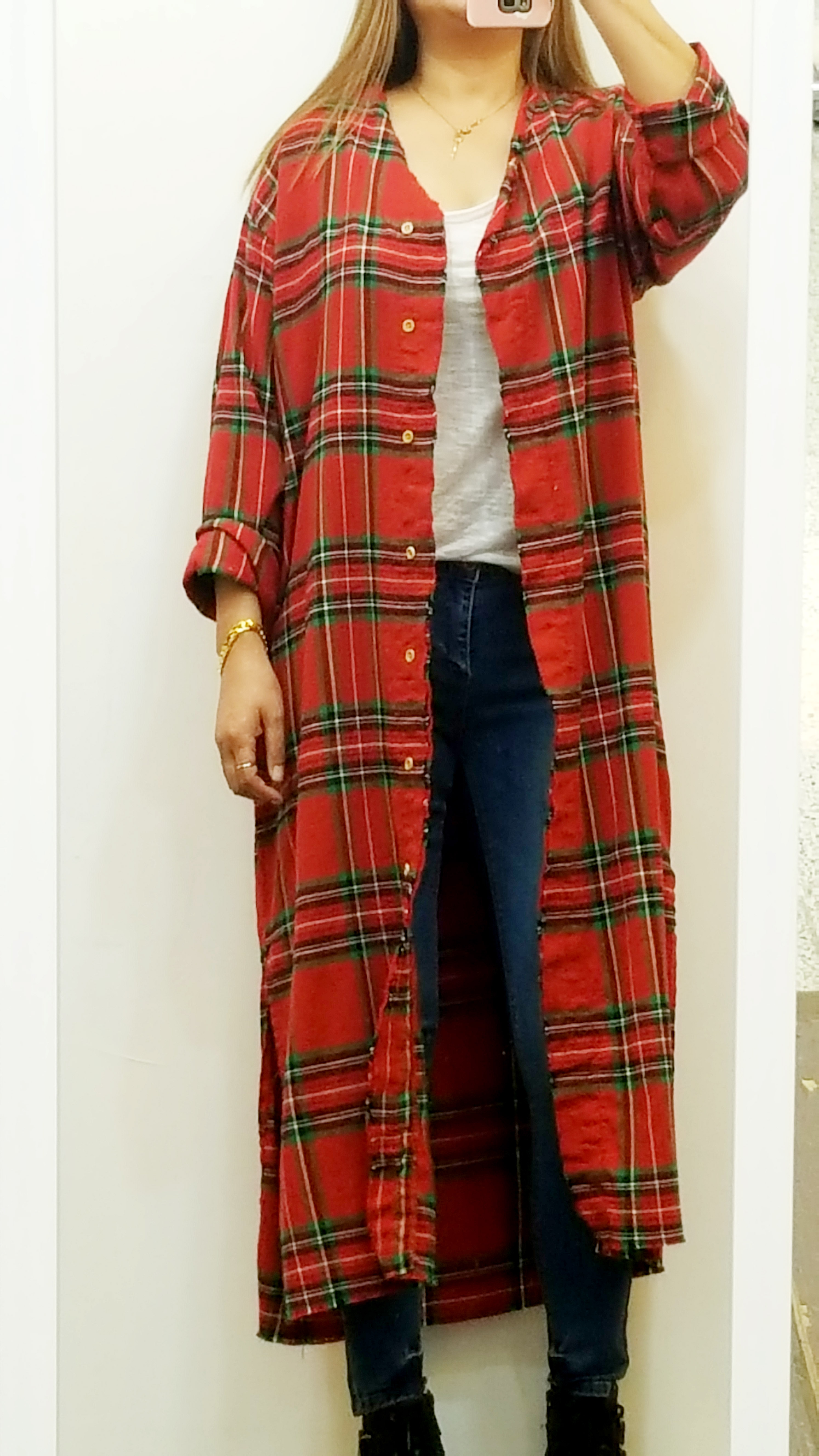 Women Blouses Arate check robe long cardigan South