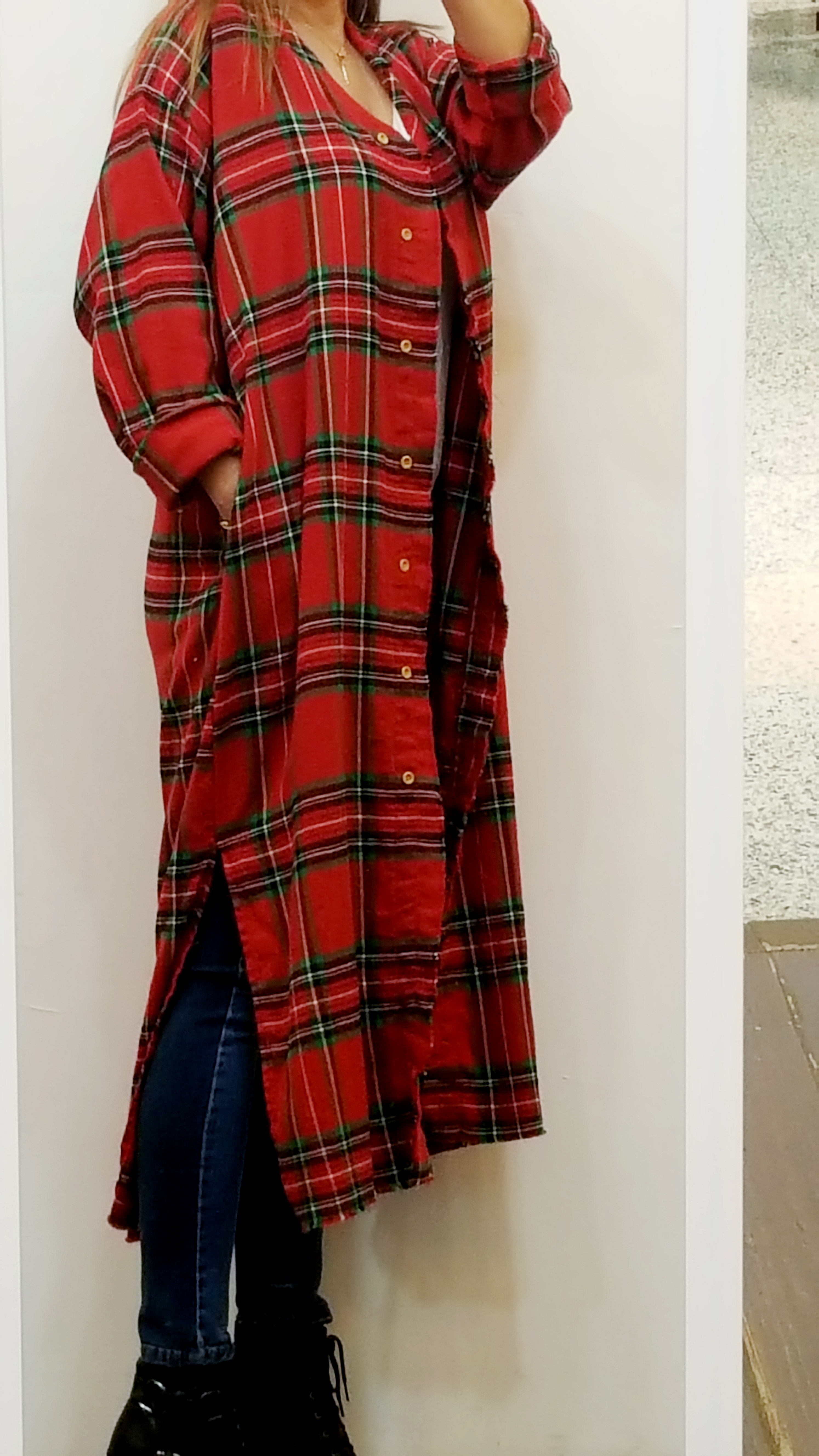 Women Blouses Arate check robe long cardigan South