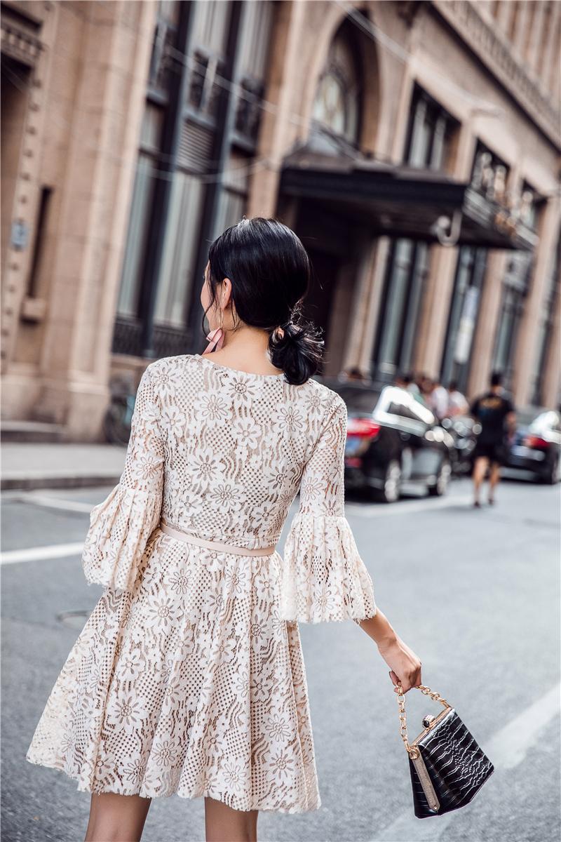 New Women Dress L361 Autumnal Lace Flower Dress