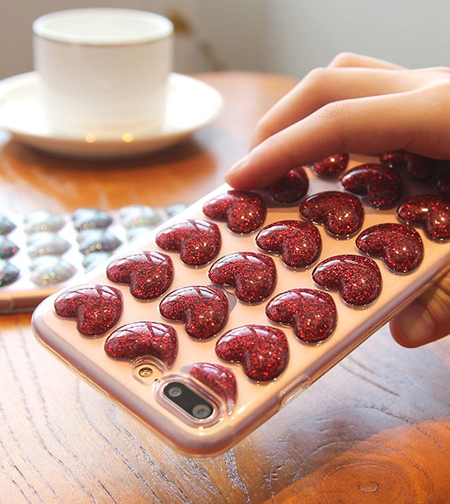 New 3 kinds Heart Embossing Glitter Case Note 8 Ga