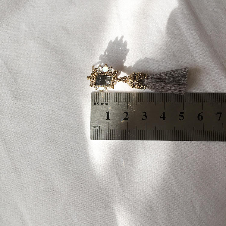 Antique Square Cubic Tessel Earrings Titanium Sedu