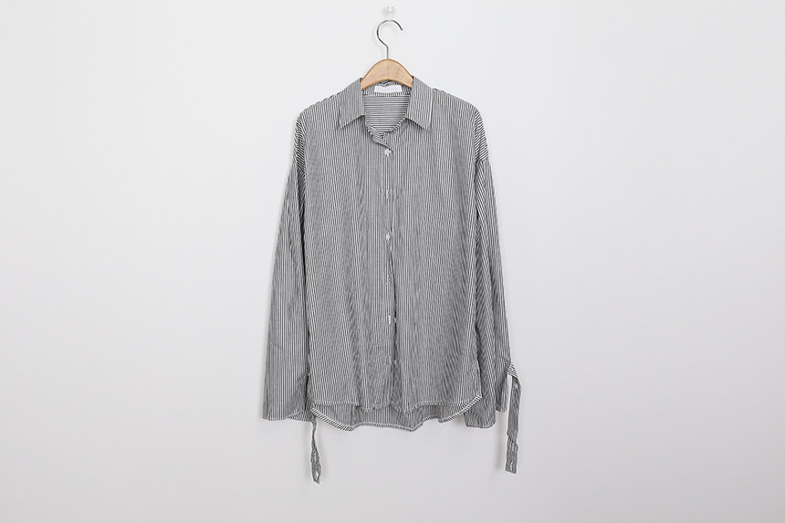 Big Size Over Luzplated Stripe Shirt Bell Sleeve S
