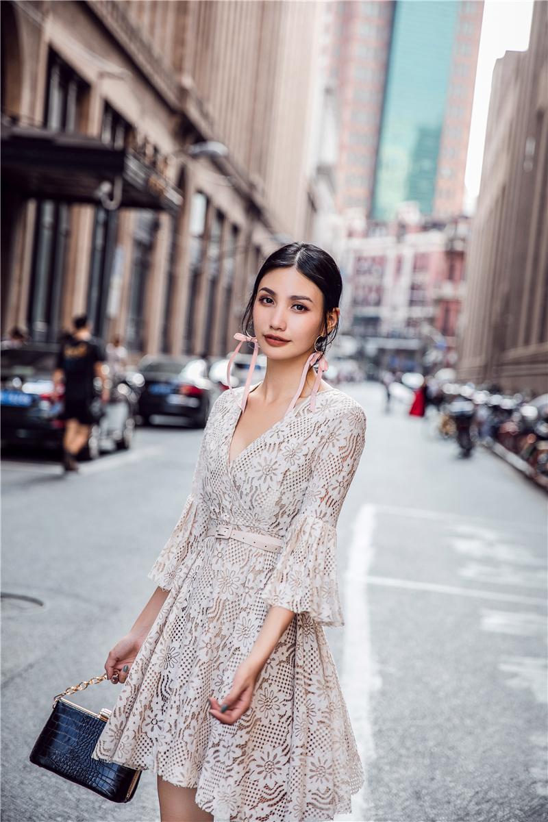New Women Dress L361 Autumnal Lace Flower Dress