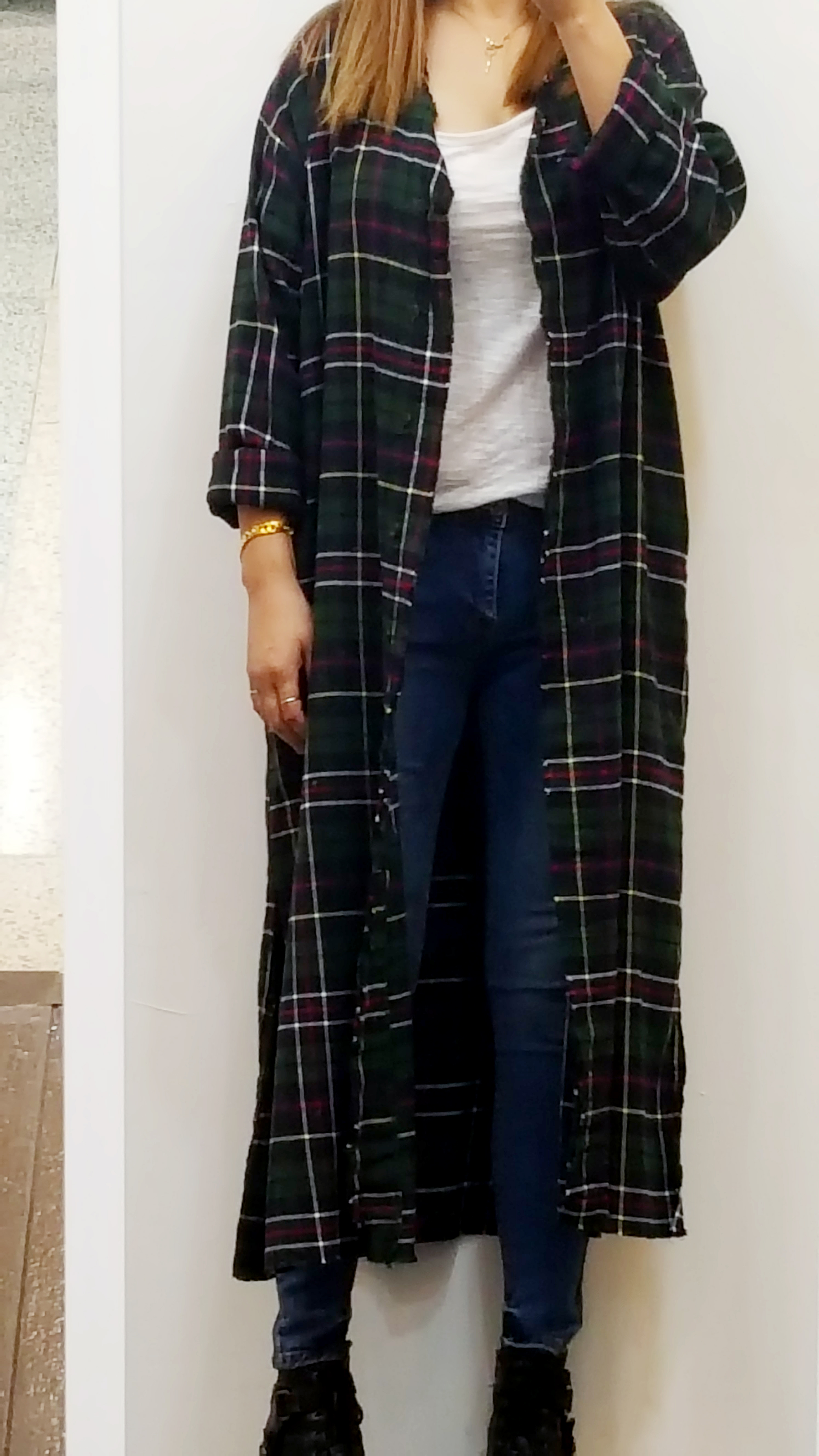 Women Blouses Arate check robe long cardigan South