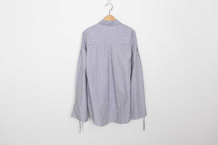 Big Size Over Luzplated Stripe Shirt Bell Sleeve S