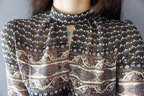 Chiffon Pleated Ethnic Long Dress Fall Collar 2col