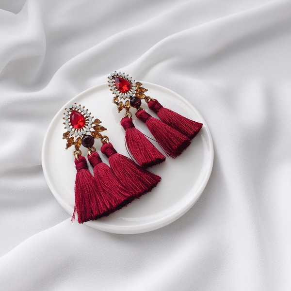Muse drip antique bold tassel earrings 4color tass