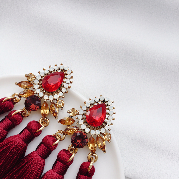 Muse drip antique bold tassel earrings 4color tass