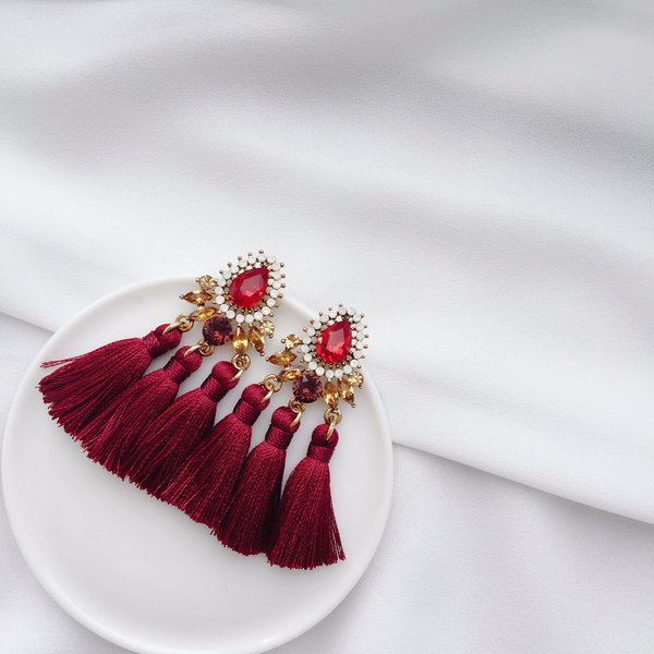 Muse drip antique bold tassel earrings 4color tass