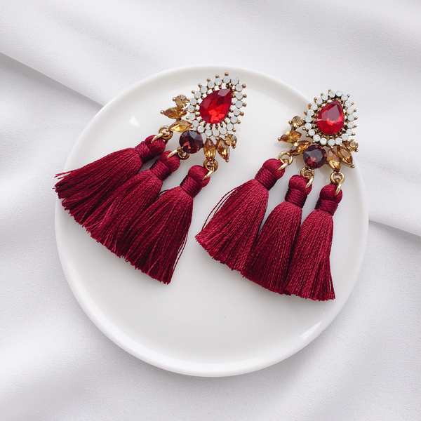 Muse drip antique bold tassel earrings 4color tass