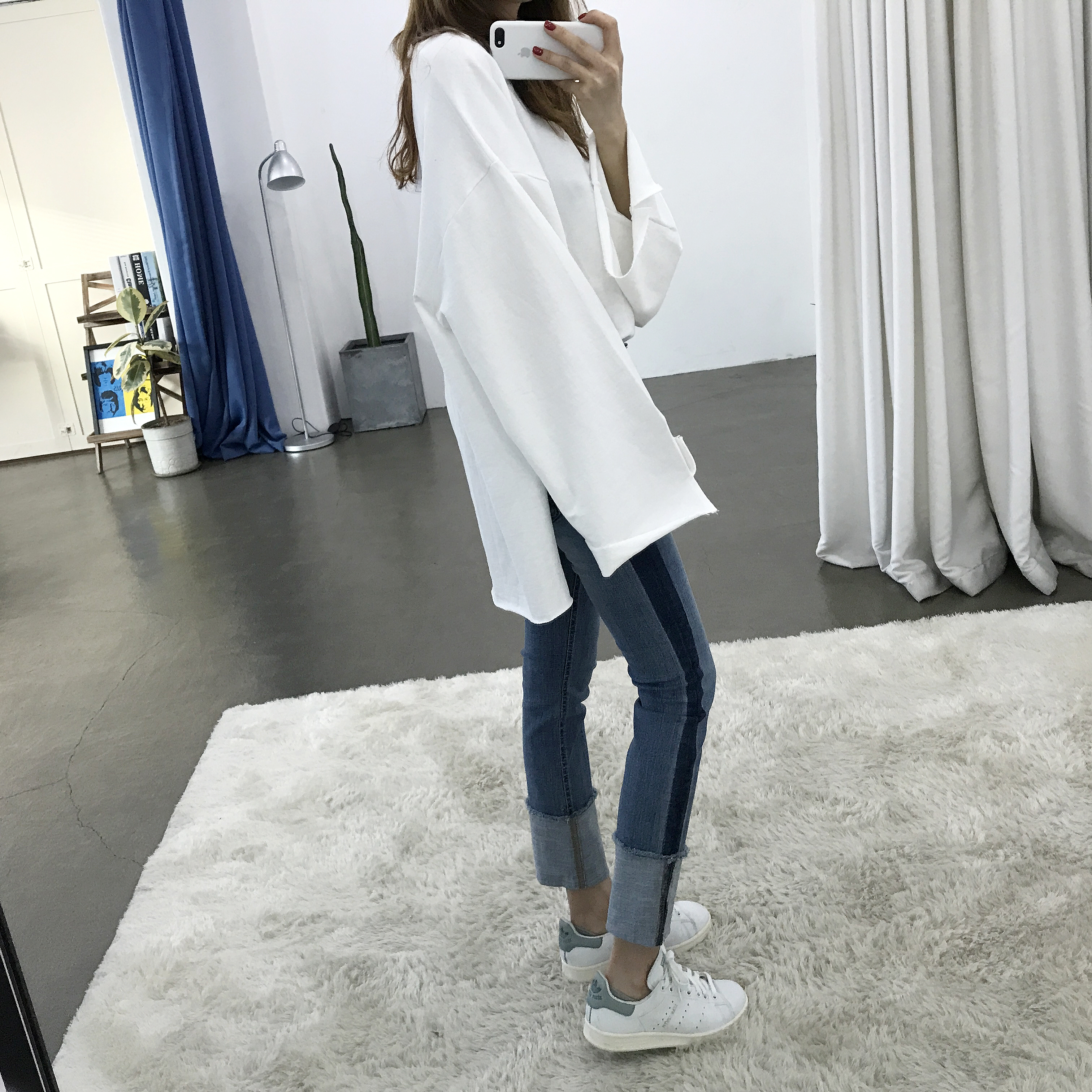 Women Jeans Pants Roll-up color Span Date Denim 20