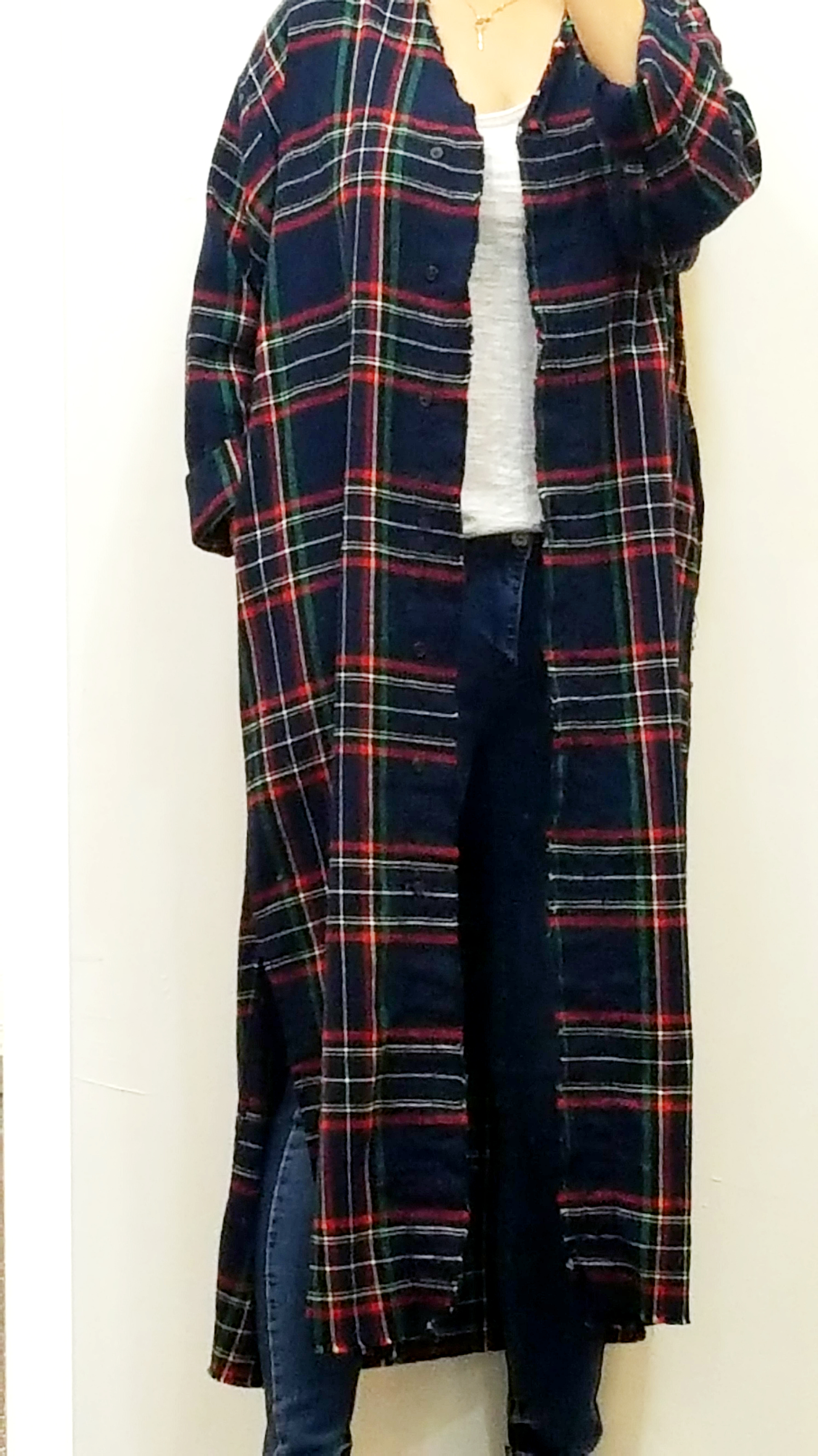 Women Blouses Arate check robe long cardigan South